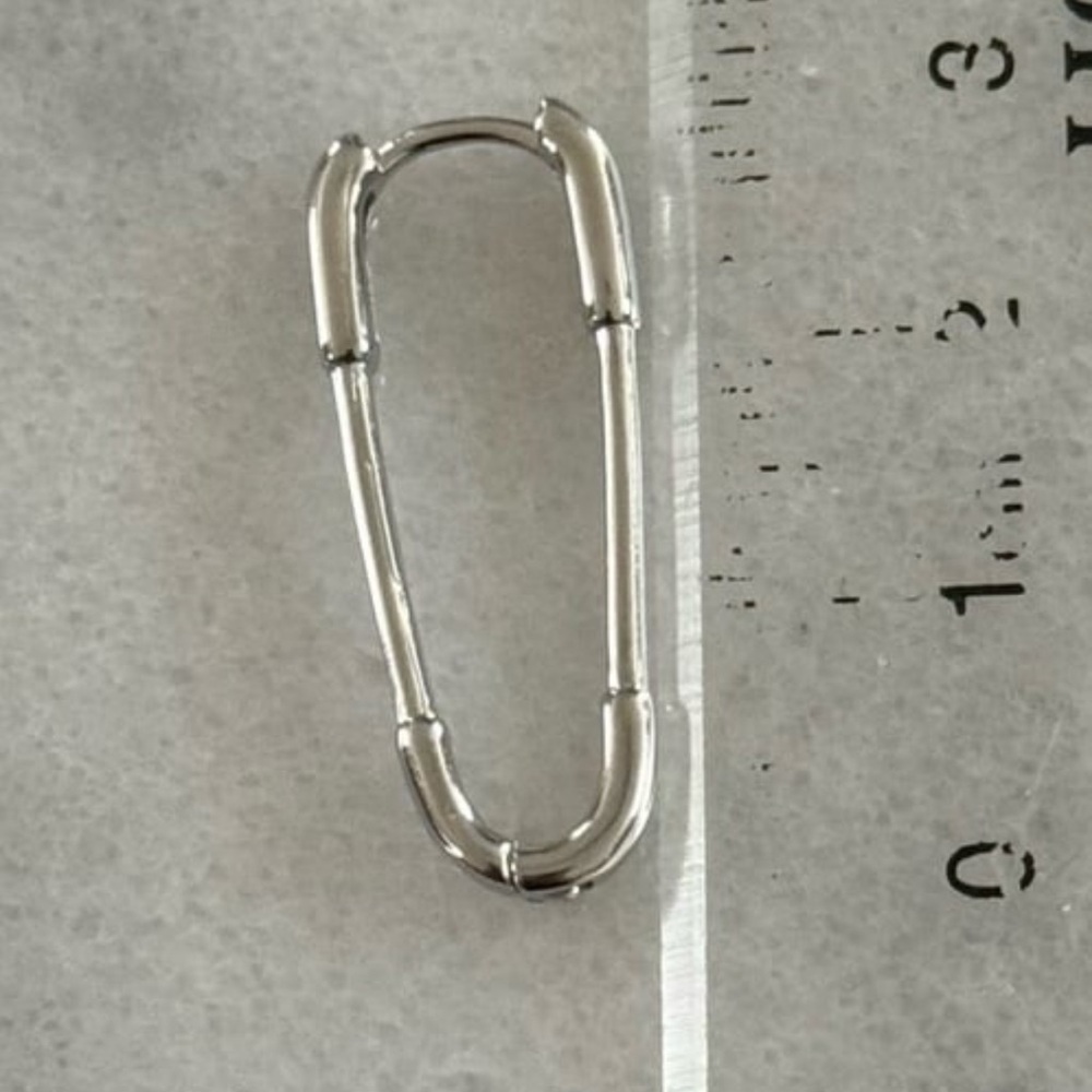 Silver Safety Pin Hoop Earrings Brand New - Picture 3 of 3